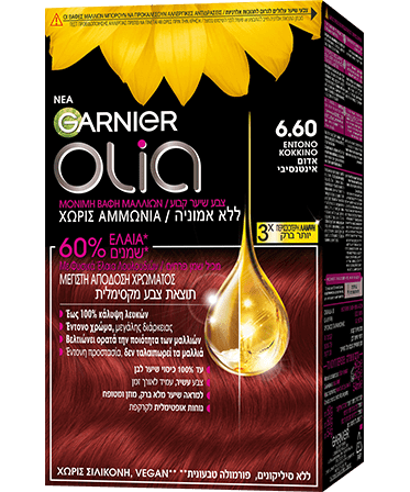 Olia 6.60 Έντονο Κόκκινο Βαφή Μαλλιών Χωρίς Αμμωνία